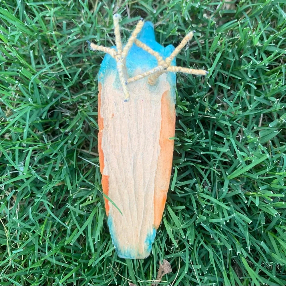 Bird Carved Colorful Wood Peacock Bird Figurine Vintage Decor
